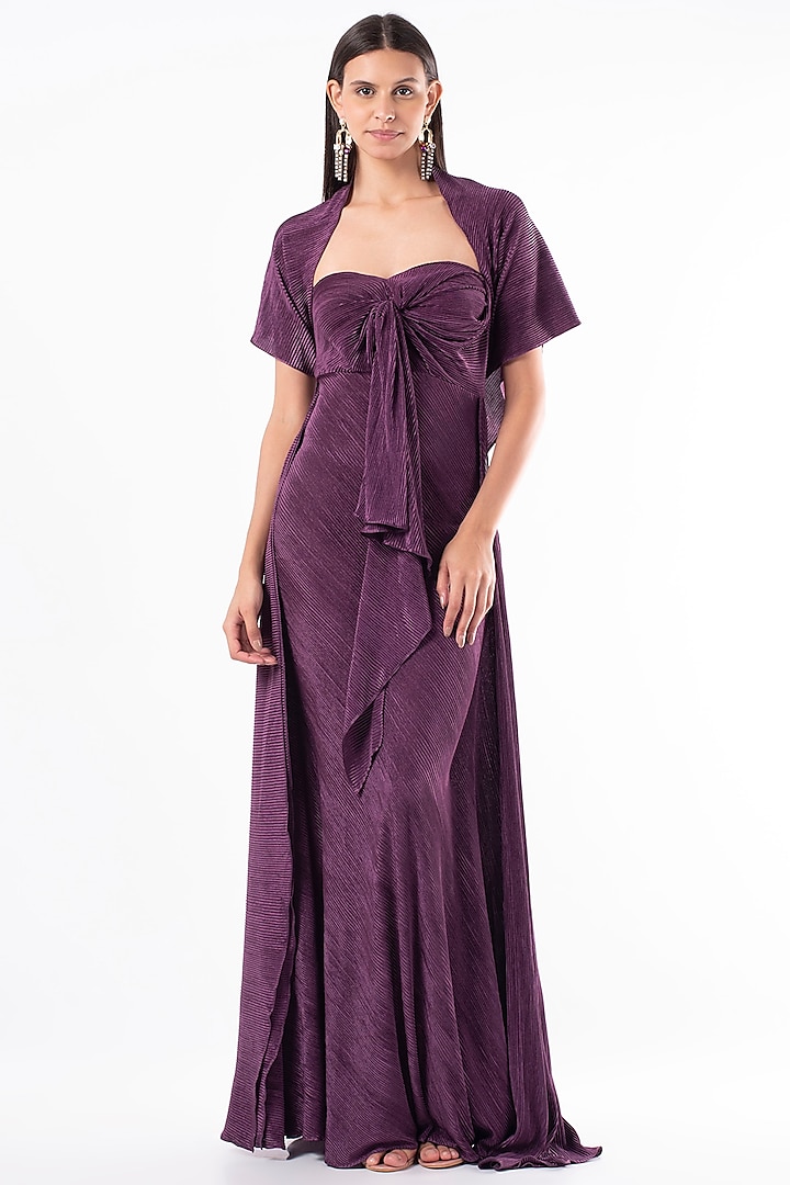 Purple Off-Shoulder Gown by NA-KA