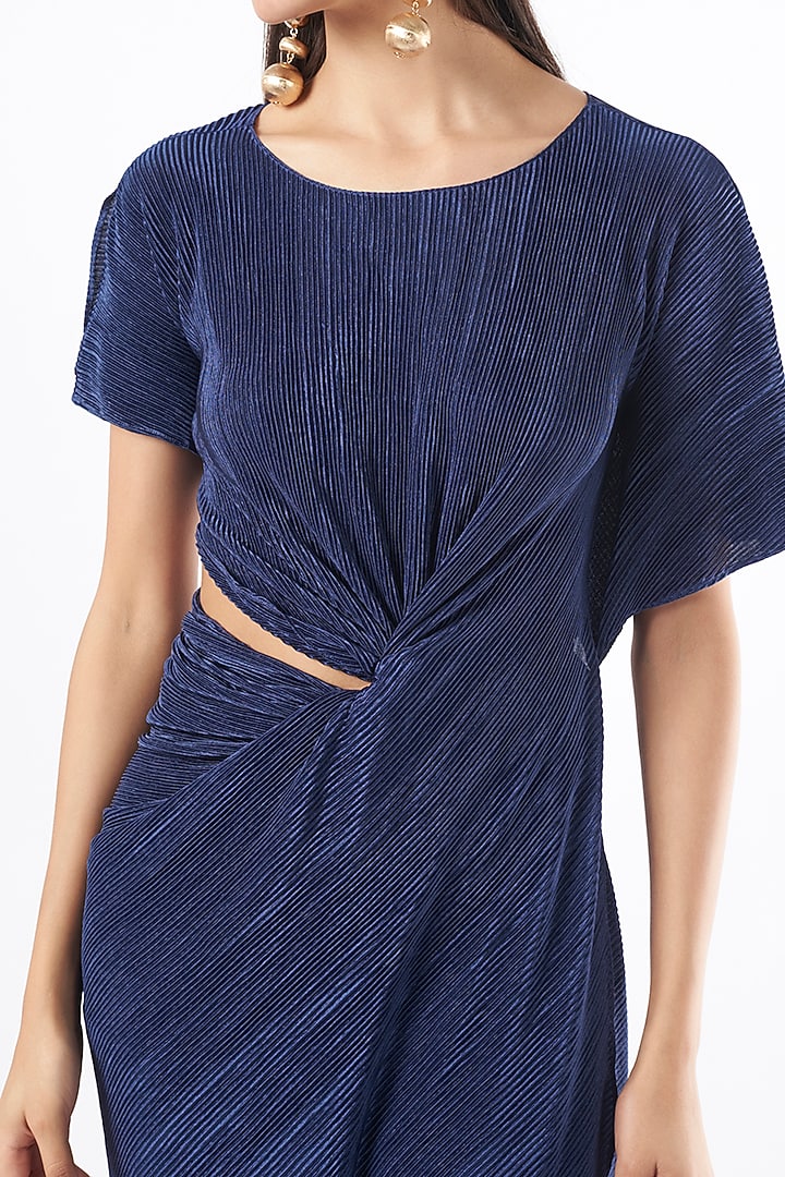 Midnight Blue Draped Gown by NA-KA at Pernia's Pop Up Shop