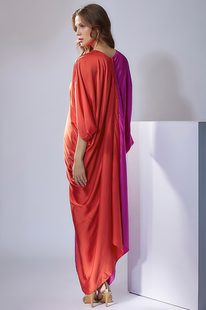 Pink & Orange Satin Kaftan Styled Gown by NA-KA at Pernia's Pop Up Shop