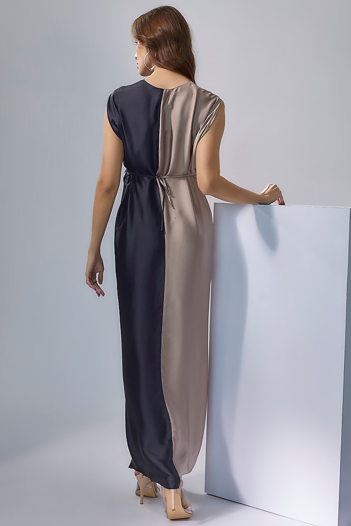 Violet & Nude Satin Draped Gown by NA-KA at Pernia's Pop Up Shop