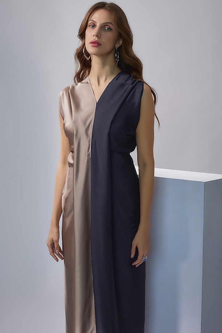 Violet & Nude Satin Draped Gown by NA-KA at Pernia's Pop Up Shop