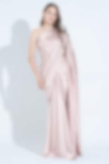 Pale Blush Satin One-Shoulder Pleated Gown by NA-KA at Pernia's Pop Up Shop