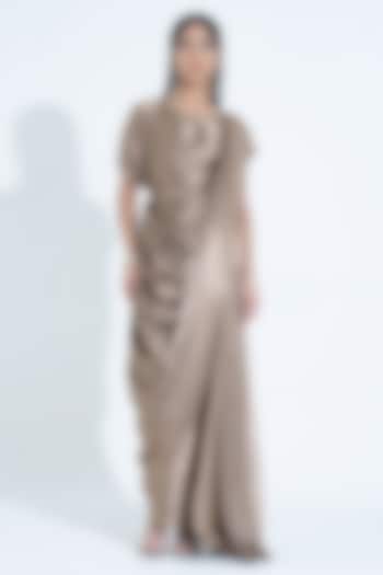 Antique Gold Silk Kaftan-Style Trail Gown by NA-KA at Pernia's Pop Up Shop