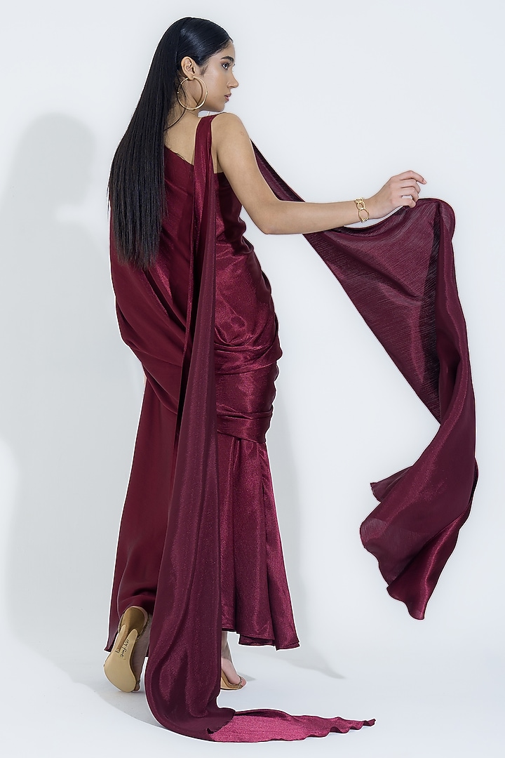 Maroon Silk Fluid Skirt Set by NA-KA at Pernia's Pop Up Shop