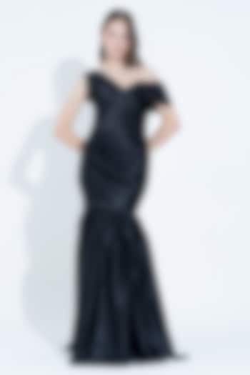 Black Silk Pleated One-Shoulder Party Wear Gown by NA-KA at Pernia's Pop Up Shop