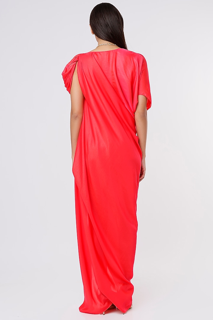 Coral Silk Satin Draped Gown by NA-KA at Pernia's Pop Up Shop