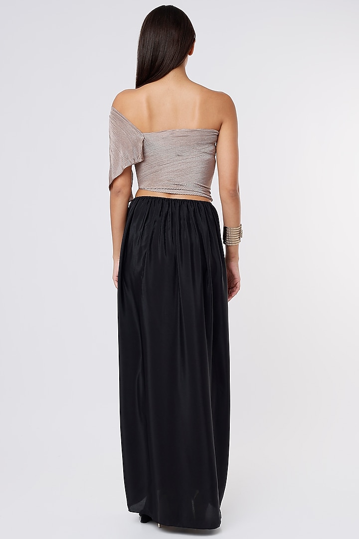 Black & Champagne Crepe Gown by NA-KA at Pernia's Pop Up Shop
