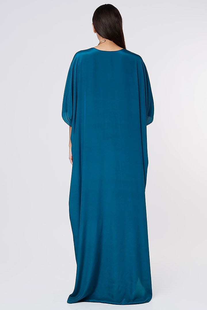 Teal Blue Crepe Kaftan Gown by NA-KA at Pernia's Pop Up Shop