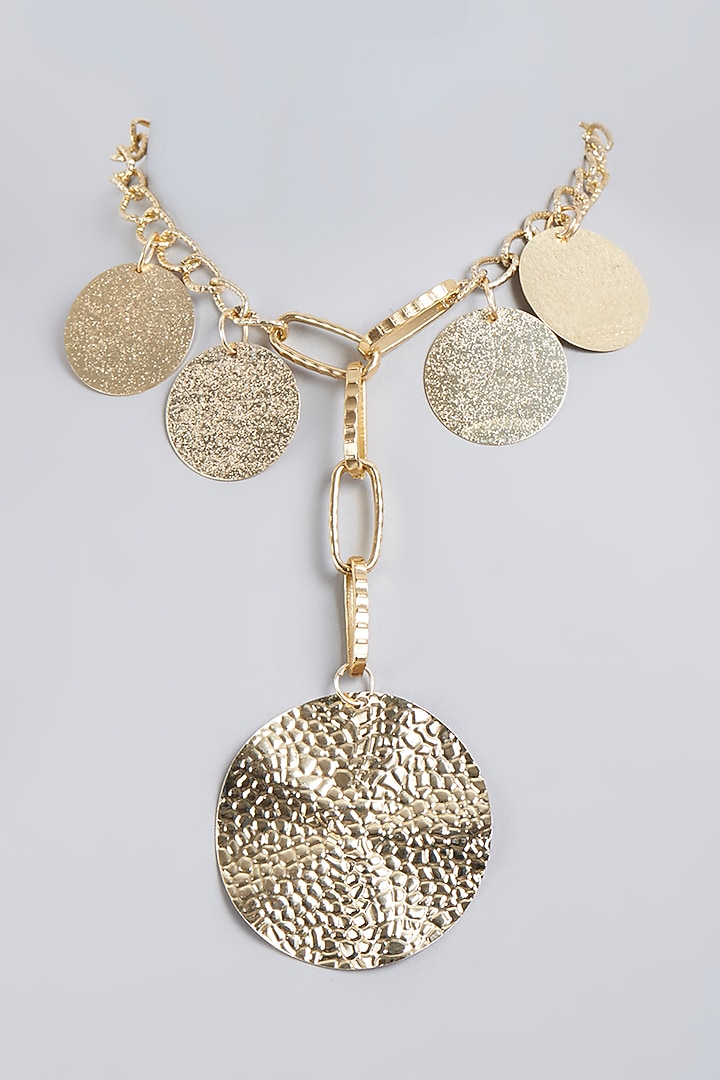 Gold Finish Metal Motifs Necklace by Na-Ka at Pernia's Pop Up Shop