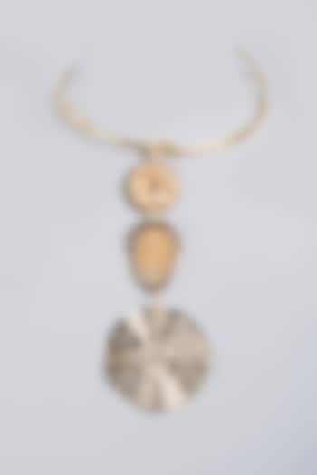Gold Finish Metal Motifs Choker Necklace by Na-Ka