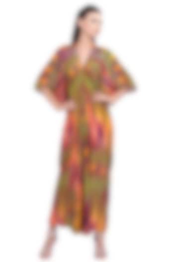 Orange Striped Gown With Kimono Sleeves by Na-ka at Pernia's Pop Up Shop