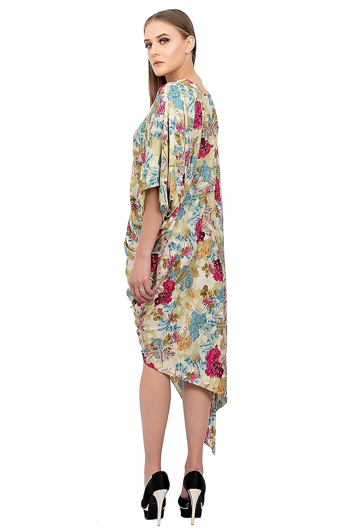 Olive Green Floral Printed Summer Dress by Na-ka at Pernia's Pop Up Shop