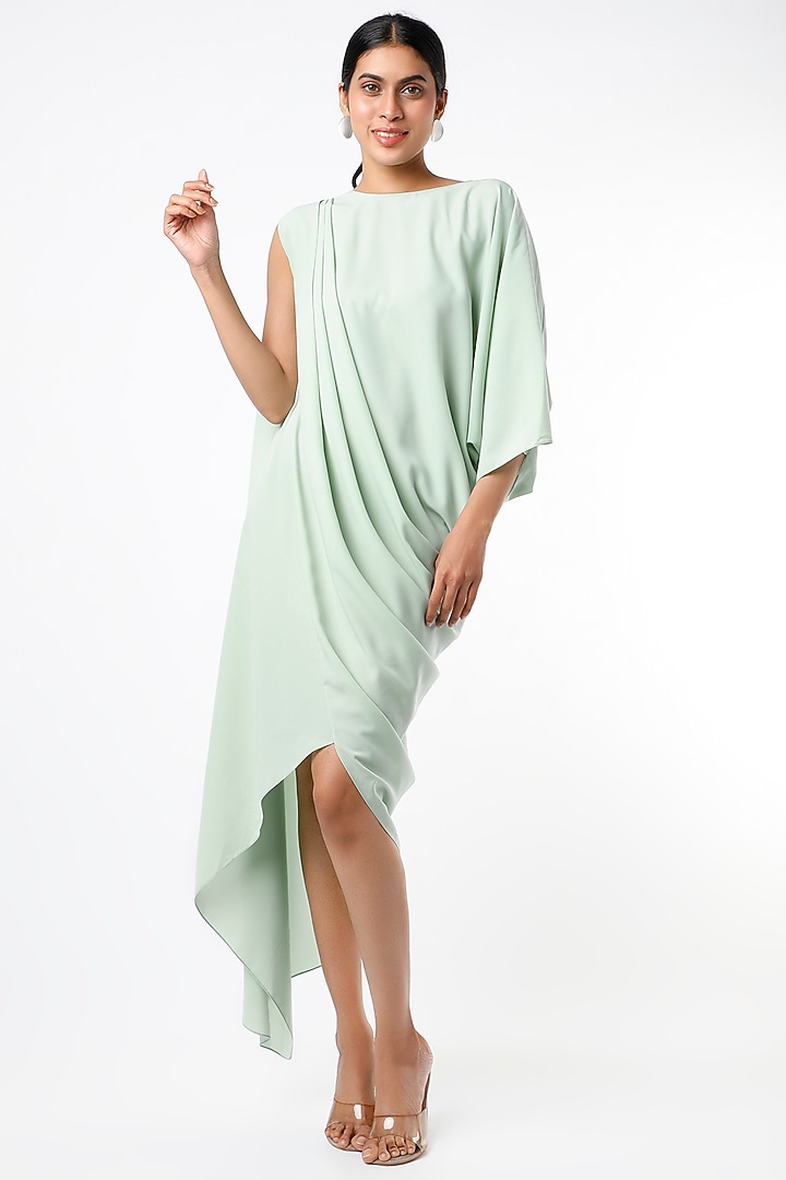 Baby Blue Draped Cowl Summer Dress by NA-KA at Pernia's Pop Up Shop