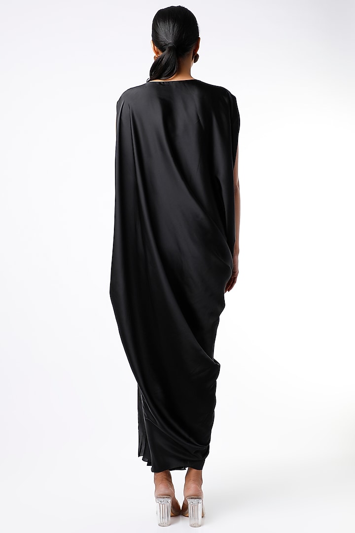 Black Overlap Draped Summer Dress by NA-KA at Pernia's Pop Up Shop