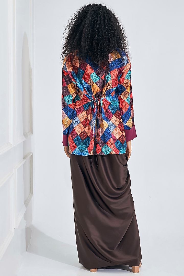 Multi-Colored Satin Digital Printed Blazer Set by NA-KA at Pernia's Pop Up Shop