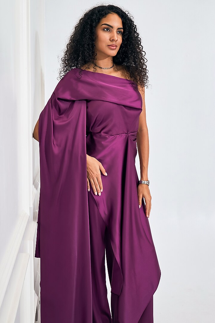 Wine Satin Co-Ord Set by NA-KA at Pernia's Pop Up Shop