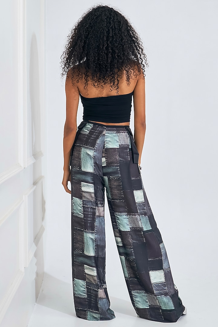 Black & Green Satin Digital Printed Co-Ord Set by NA-KA at Pernia's Pop Up Shop