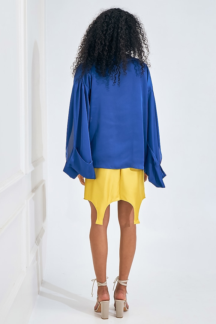 Electric Yellow Satin Jacket Mini Summer Dress by NA-KA at Pernia's Pop Up Shop