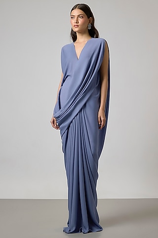 Powder Blue Double Georgette Gown by NA-KA