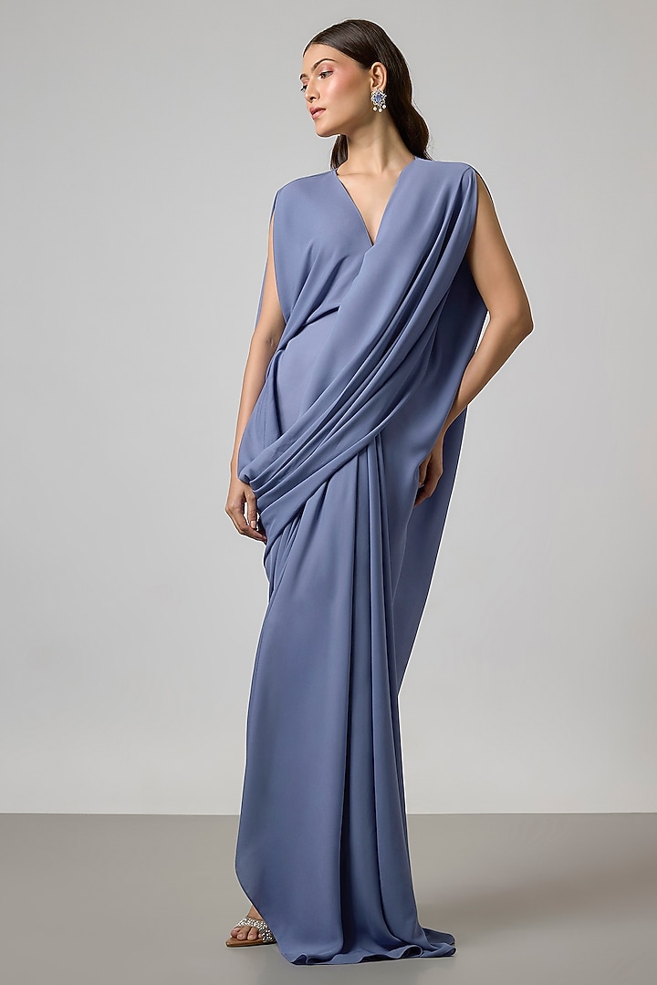 Powder Blue Double Georgette Gown by NA-KA at Pernia's Pop Up Shop