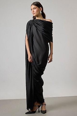 Black Satin Gown by NA-KA