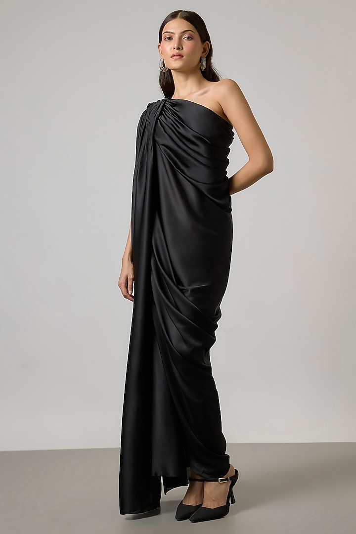 Black Satin Gown by NA-KA at Pernia's Pop Up Shop