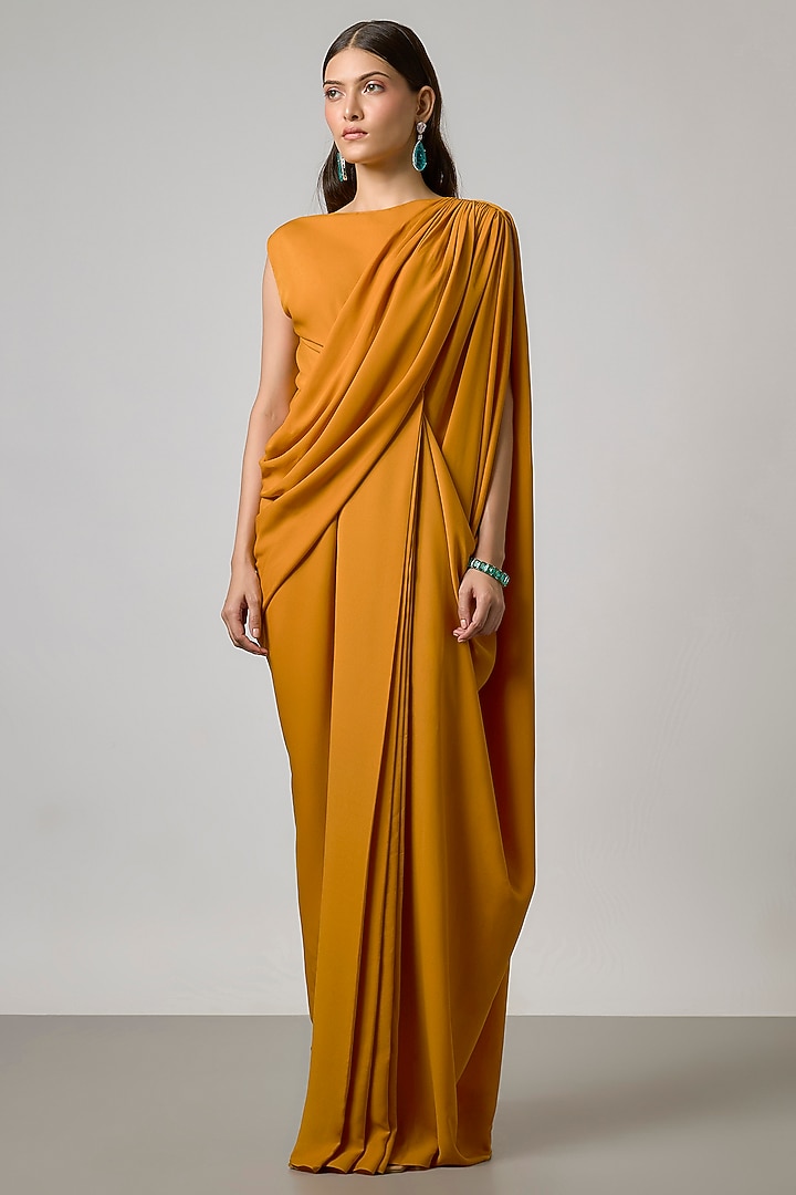 Mustard Double Georgette Gown by NA-KA at Pernia's Pop Up Shop