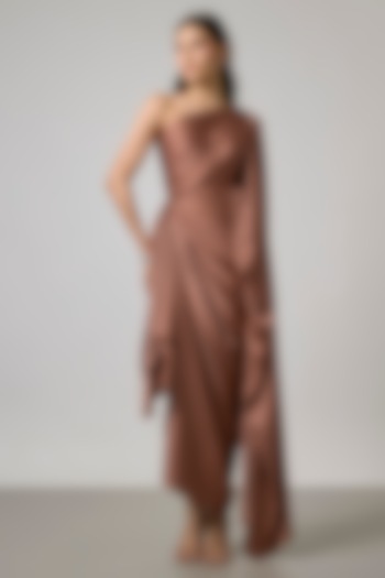 Brown Satin Gown by NA-KA at Pernia's Pop Up Shop