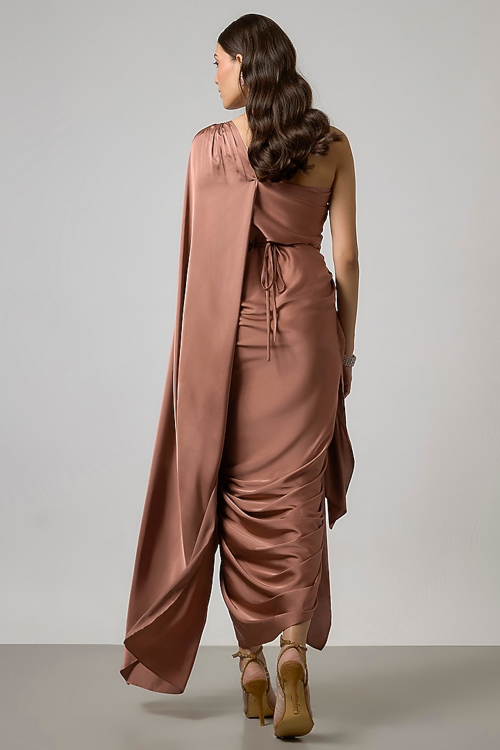 Brown Satin Gown by NA-KA at Pernia's Pop Up Shop