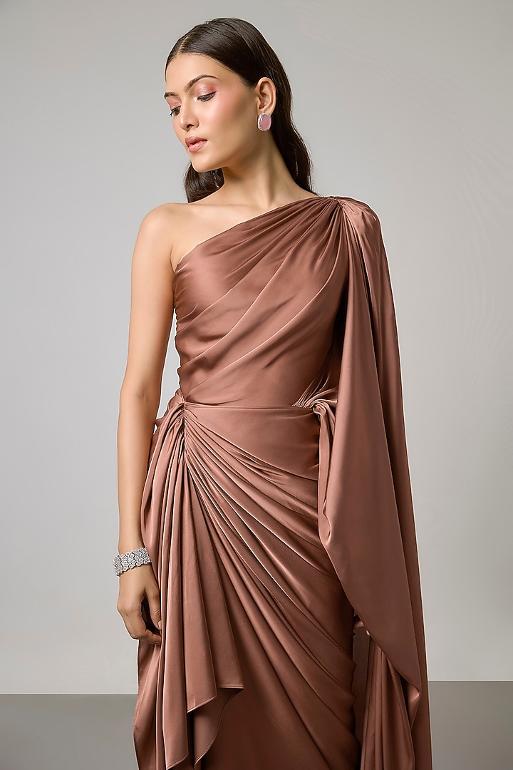 Brown Satin Gown by NA-KA at Pernia's Pop Up Shop
