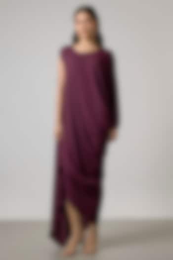 Wine Double Georgette Gown by NA-KA at Pernia's Pop Up Shop