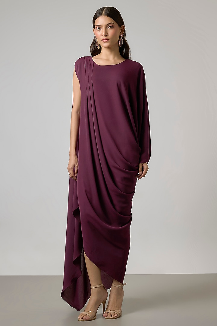 Wine Double Georgette Gown by NA-KA at Pernia's Pop Up Shop