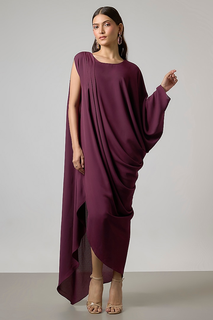 Wine Double Georgette Gown by NA-KA at Pernia's Pop Up Shop