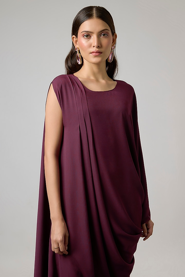 Wine Double Georgette Gown by NA-KA at Pernia's Pop Up Shop