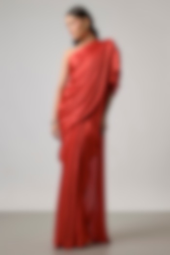 Orange Satin Draped Skirt Set by NA-KA at Pernia's Pop Up Shop