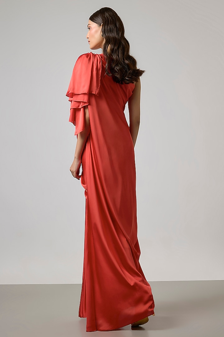 Orange Satin Draped Skirt Set by NA-KA at Pernia's Pop Up Shop