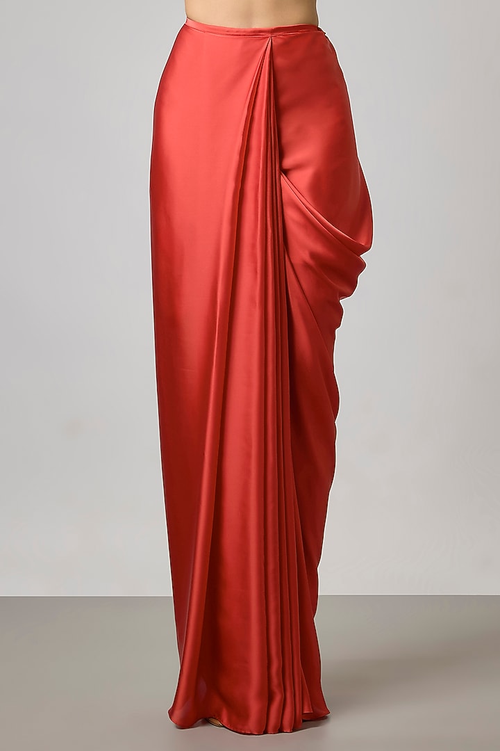 Orange Satin Draped Skirt Set by NA-KA at Pernia's Pop Up Shop