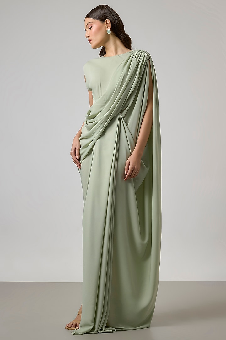 Sea Green Double Georgette Gown by NA-KA at Pernia's Pop Up Shop