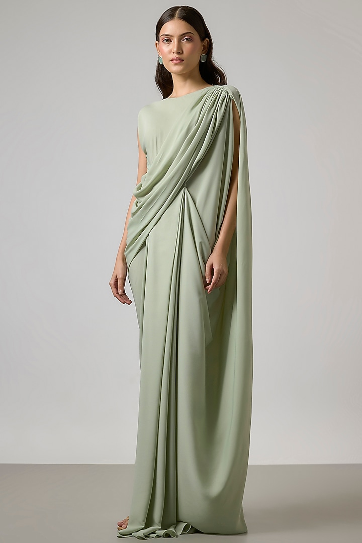 Sea Green Double Georgette Gown by NA-KA at Pernia's Pop Up Shop