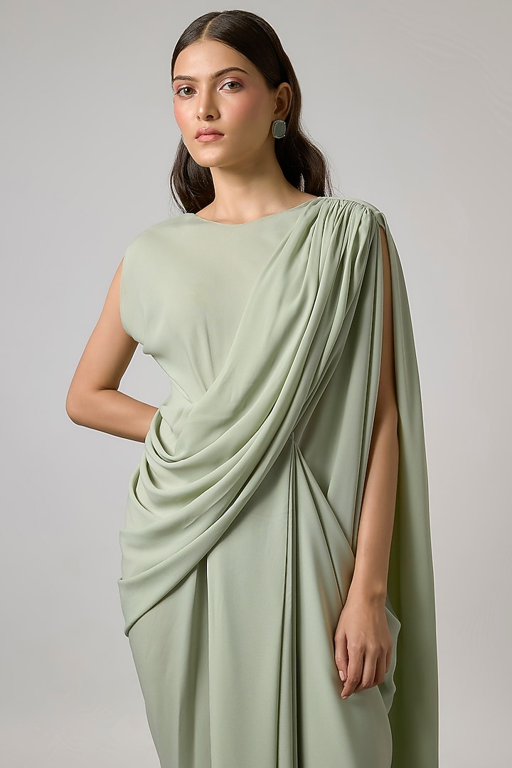 Sea Green Double Georgette Gown by NA-KA at Pernia's Pop Up Shop
