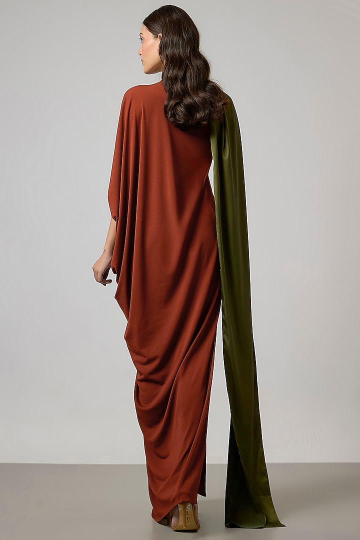 Rust Moss Crepe & Satin Gown by NA-KA at Pernia's Pop Up Shop
