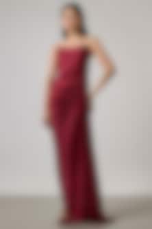 green emerald velvet dress Wine Color Engagement & Wedding Gown – SAKSHI main image 0