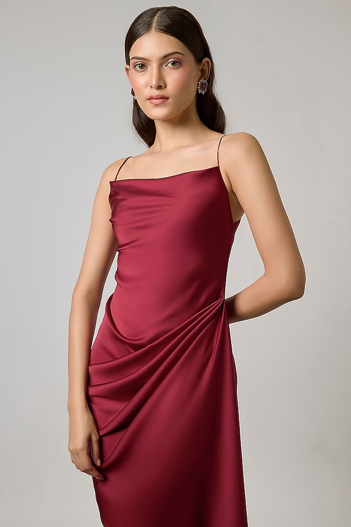 Maroon Satin Gown by NA-KA at Pernia's Pop Up Shop