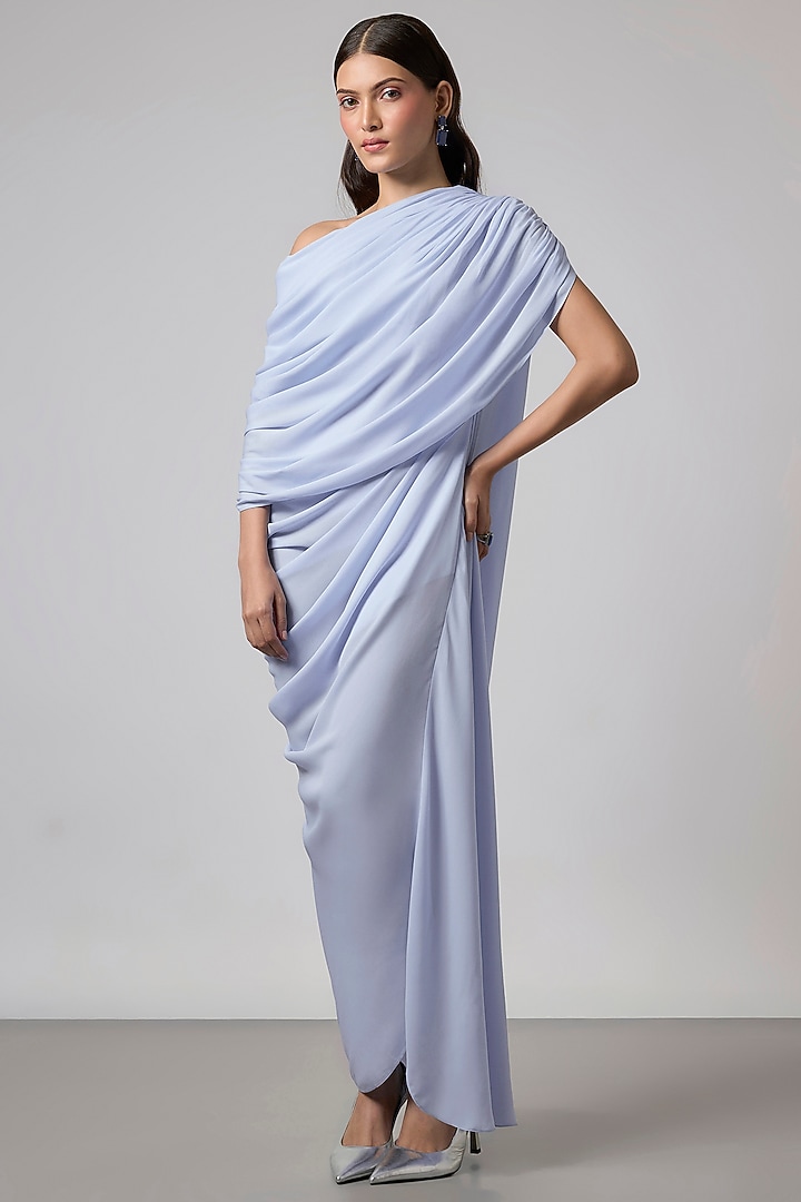 Ice Blue Double Georgette Gown by NA-KA at Pernia's Pop Up Shop