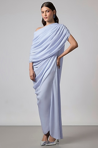 Ice Blue Double Georgette Gown by NA-KA