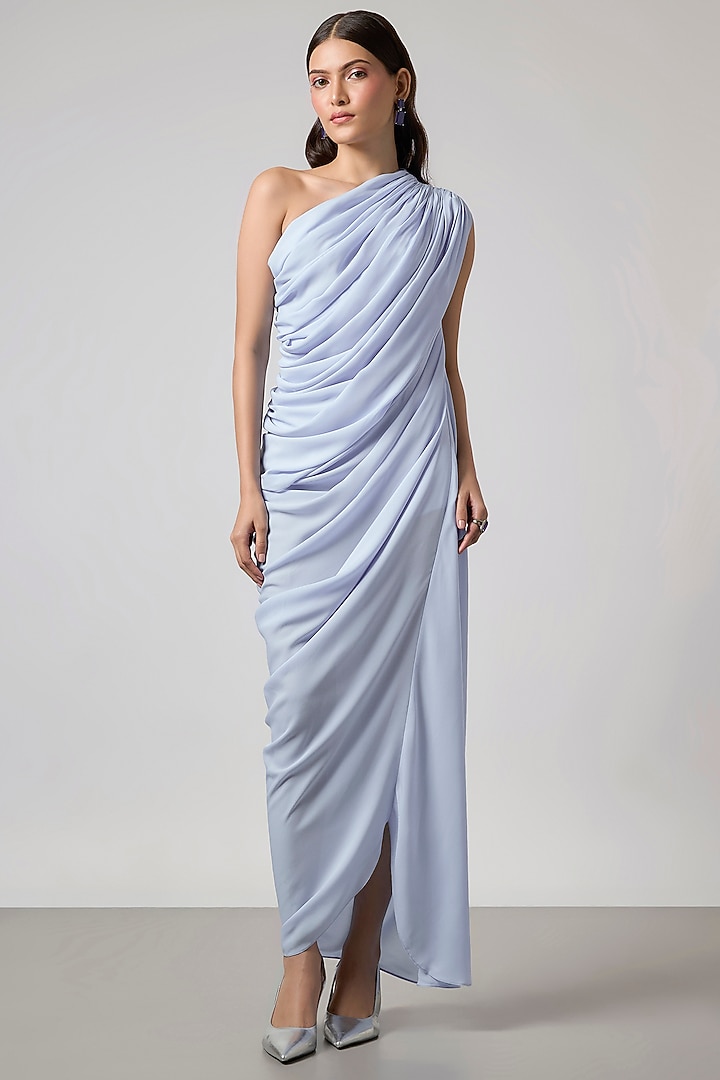 Ice Blue Double Georgette Gown by NA-KA at Pernia's Pop Up Shop