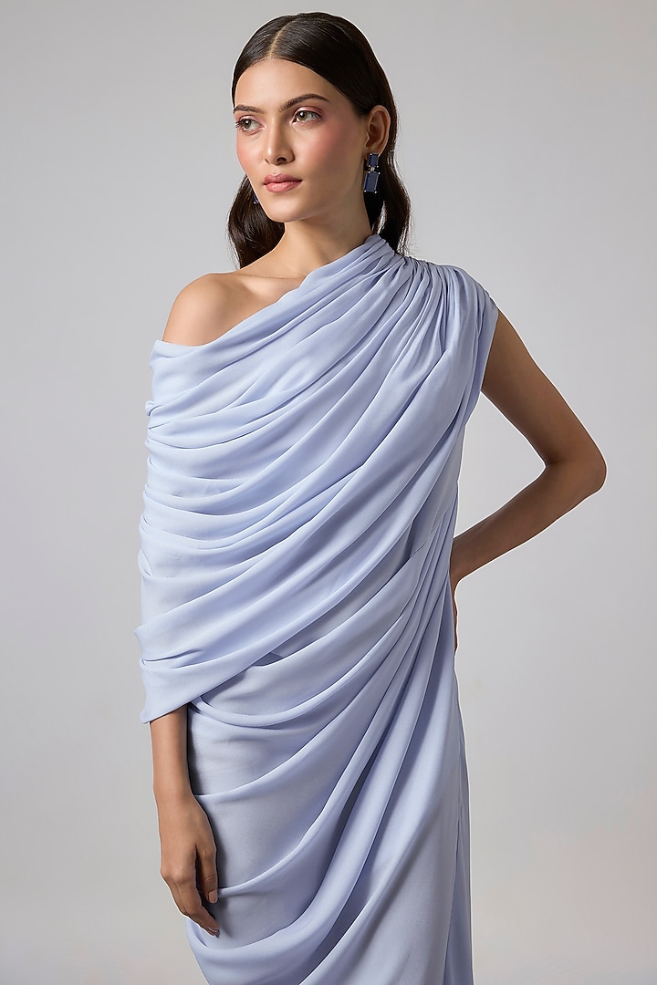 Ice Blue Double Georgette Gown by NA-KA at Pernia's Pop Up Shop