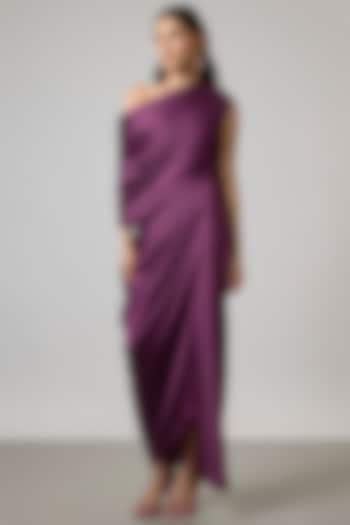 Wine Satin Gown by NA-KA at Pernia's Pop Up Shop