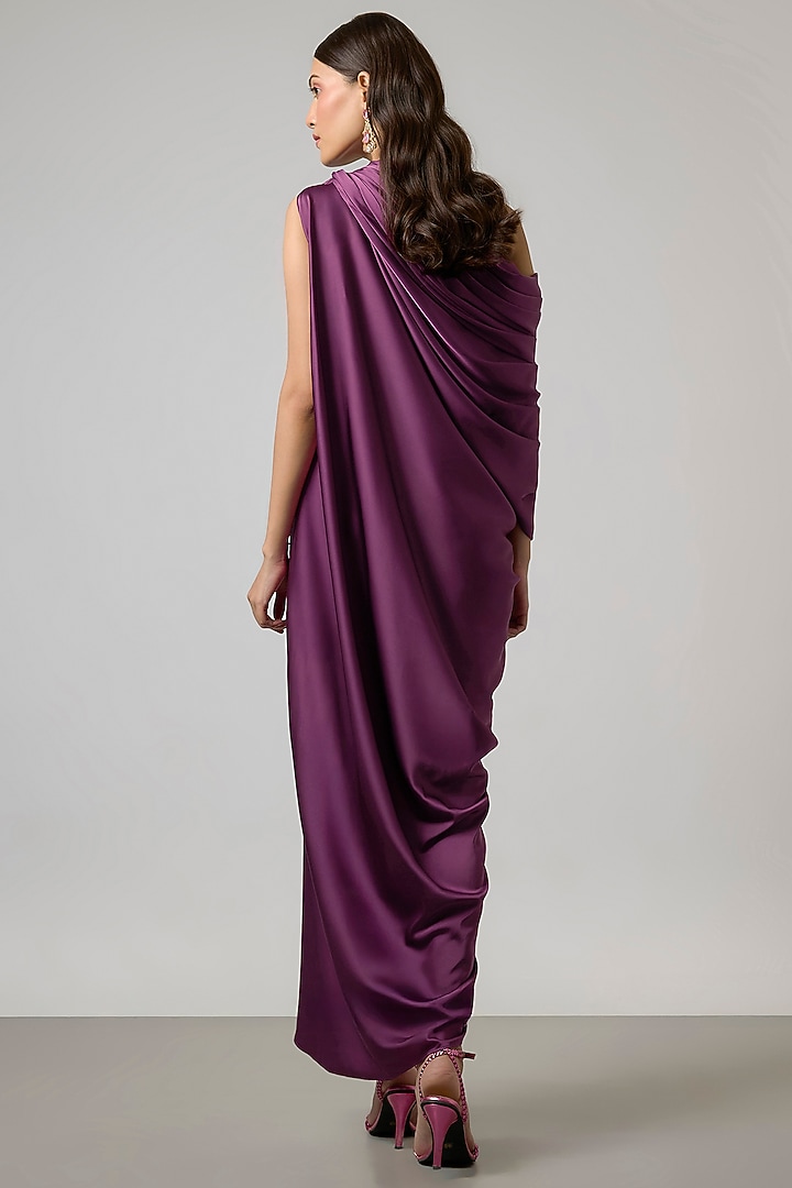 Wine Satin Gown by NA-KA at Pernia's Pop Up Shop