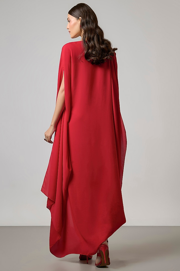 Red Double Georgette Gown by NA-KA at Pernia's Pop Up Shop